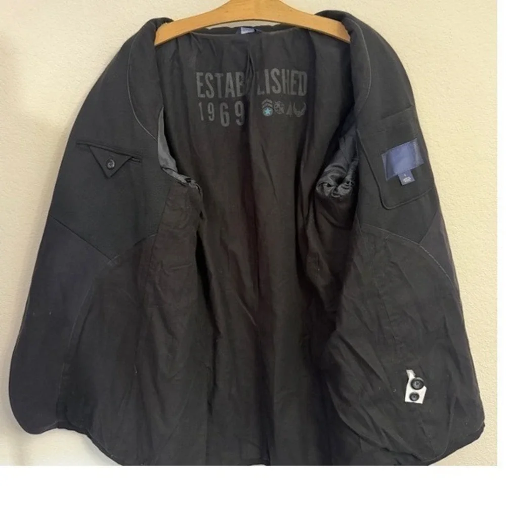 Gap Mens Black Wool Blend Military Style Blazer Jacket Epaulettes Large